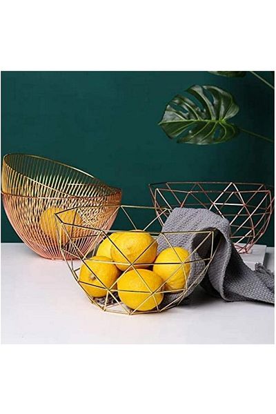 BASURRAH Bronze Aluminum Fruit Basket – Elegant Decorative Bowl for Fruits & Table Display