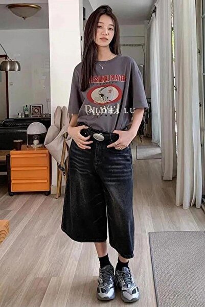 Köstebek Siyah Yıkamalı Retro Kısa Paçalı Kot Şortolon