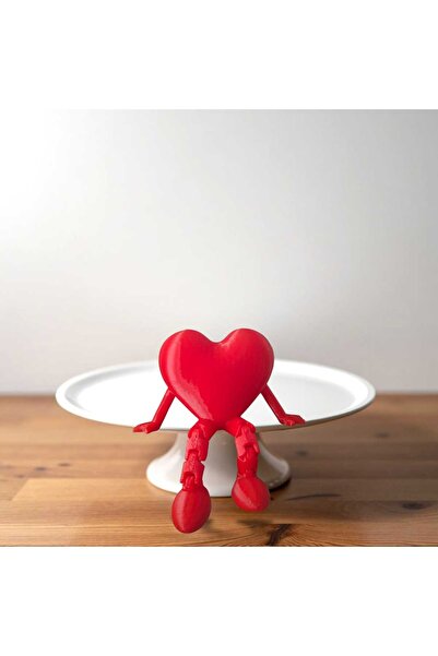 Teber Kalıp Kahve Köşesi Kırmızı Kalp Minik Dekorasyon Objesi Biblo