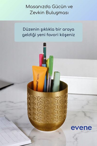Evene Θήκη για στυλό Επιτραπέζια θήκη για στυλό Organizer Θήκη για στυλό Χρυσό Χρώμα Μοντέλο 77
