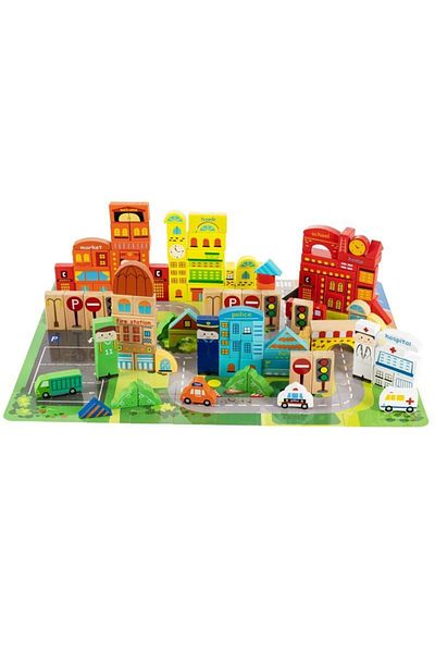 OEM Educational blocks with carpet, puzzle type, made of wood, 196 pieces