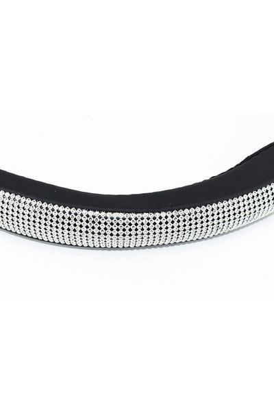 ideal STORE Husa volan IdealStore FX96 DIAMOND marimea M 37-39 cm,Culoare negru cu imitatie diamante
