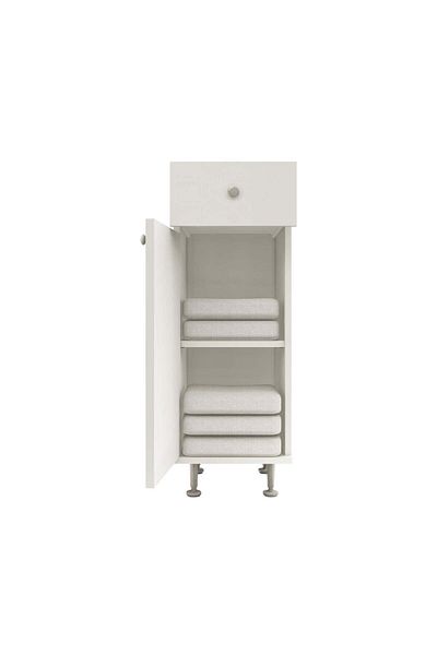 haaus.ro Corp Baie Zaria, 1 Sertar, 1 Usa, Alb lucios/Alb, MDF, L 30 x l 35 x H 85 cm