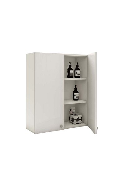 haaus.ro Corp Baie Zaria, Suspendat, 2 Usi, Alb lucios/Alb, MDF, L 60 x l 22 x H 72 cm