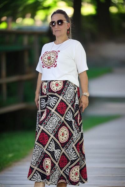 yagmurberen Wide Cut Cotton Viscosse Pants Skirt Combed Bluz Double Suit with Elastic Belt