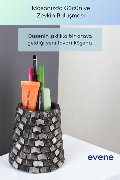 Evene Suport pentru stilou Suport pentru stilou de birou Organizator Suport pentru stilou Argintiu Culoare antică Model 84