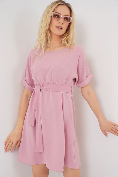 Bigdart Women's Short Sleeve Mini Ayrobin Dress 2572 - Powder