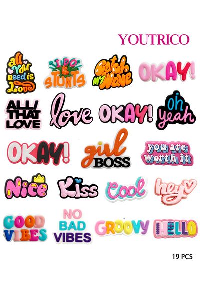 Youtrico 19pcs Romantic Words Jibbitz Charms For Crocs - Slipper Ornament