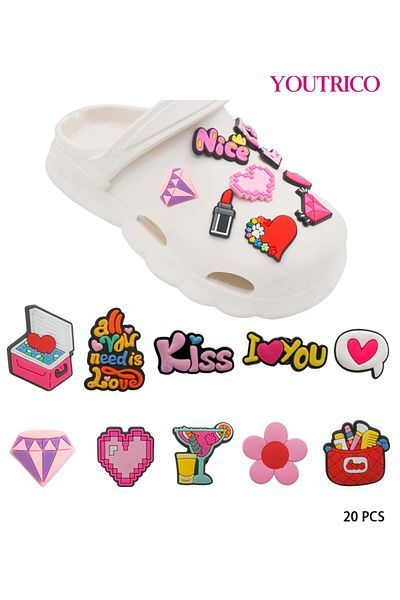 Youtrico 20pcs Valentine's Day Jibbitz Charms For Crocs - Slipper Ornament