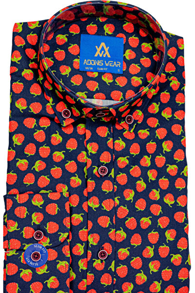 ADONISWEAR Cămașă slim cu căpșuni fără frișcă