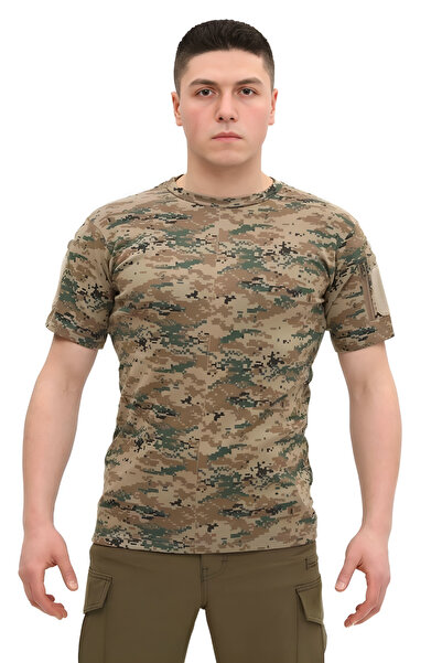 SINGLE SWORD Κοντομάνικο Crew Neck Lycra Pixel Unisex Regular Tactical βαμβακερό μπλουζάκι/μπλουζάκι