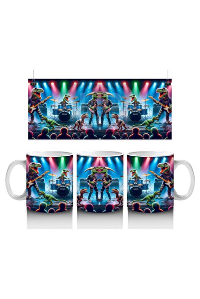 Wisdom Rain كوب منقوش على شكل فرقة ديناصور روك تقدم حفلة على المسرح لمحبي الح...