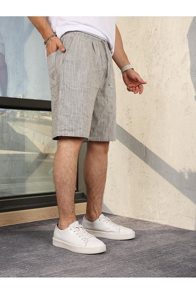 PASSWORD Men's Shorts Summer Linen High Waist Elastic Loose Fit