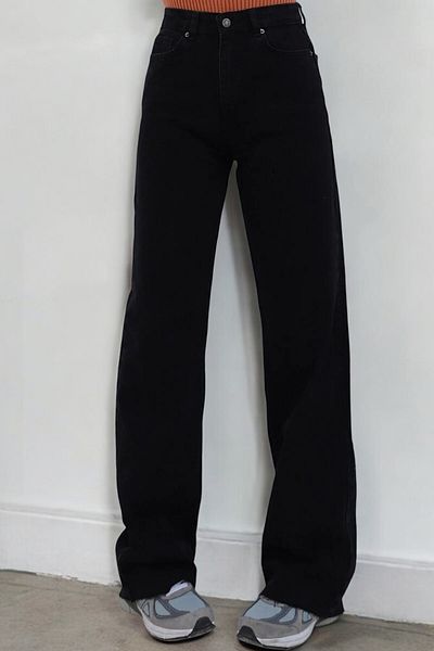 Livik Emily Young Girl Black High Waist Lycra Comfortable Wide Leg Jeans