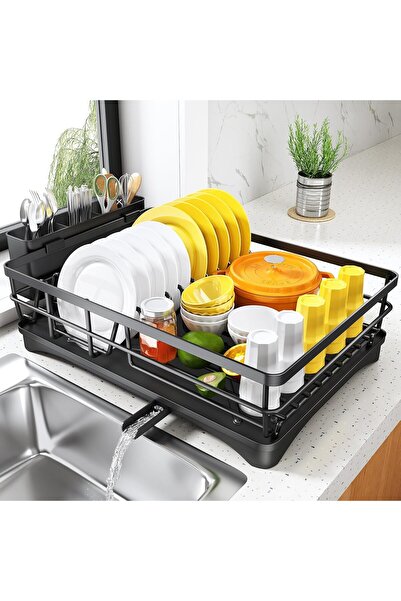 Lumely رف تجفيف الأطباق، مع حامل أدوات، صينية تصريف، مقاوم للصدأ، 42×29×15 سم...