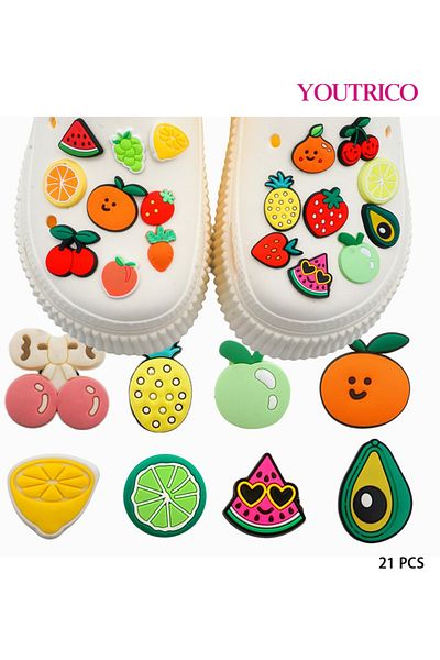 Youtrico 21pcs Summer Fruit Jibbitz Charms For Crocs - Slipper Ornament