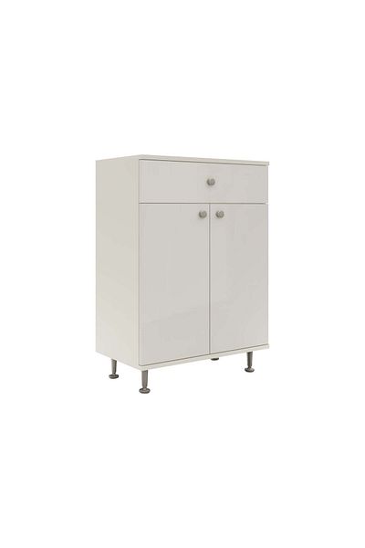 haaus.ro Corp Baie Zaria, 1 Sertar, 2 Usi, Alb lucios/Alb, MDF, L 60 x l 35 x H 85 cm