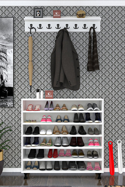 Kenzlife Ayakkabılık Merkub6 Crdbyz 98*100*32 Kapaklı 6 Raflı 30 Çift Ayakkabı Kapasitesi