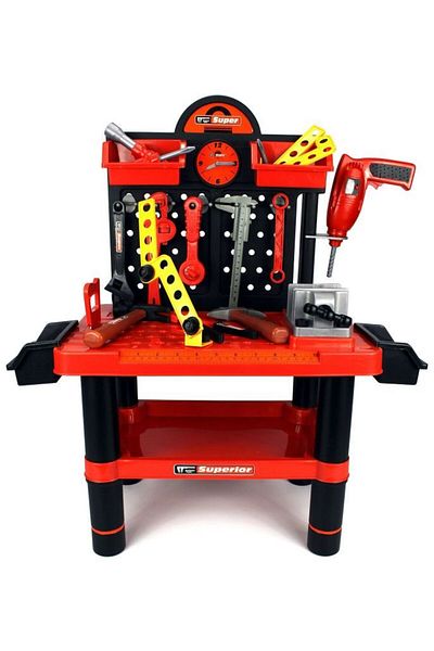Ecotoys Banc de lucru pentru copii ECOTOYS, 68 x 57 cm, bormasina cu baterii si 50 accesorii incluse