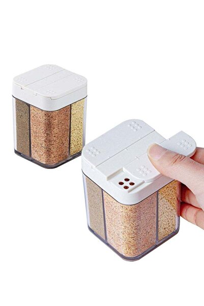 COOYA 2 Pack 4 in 1 Condiment Jars，8 Grids ，with Adjustable Holes Transparent，for Camping Home Kitchen