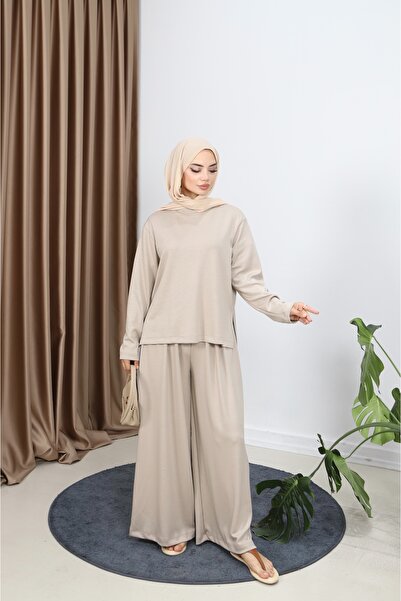 MARFİM Women's Slit Detail Tunic and Pants Tesuture Double Set