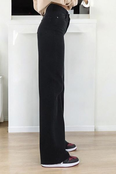 Livik Georgia Women's Black Extra High Waist Stretchy Loose 90's Loose Leg Jeans