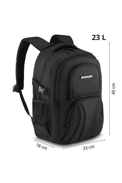 zagatto Rucsac școlar, negru, buzunar pentru laptop de 17”, impermeabil, 7 buzunare, 40x33x17 cm, 23L, ZG868