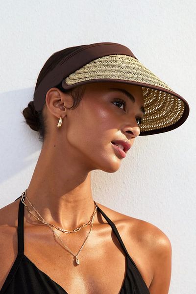 Külah Women's Premium Straw Visor Hat - Camel