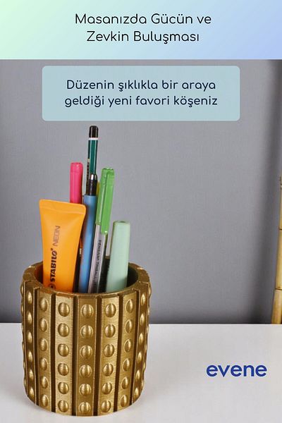 Evene Suport pentru stilou Suport pentru stilou de birou Organizator Suport pentru stilou Culoare aurie Model 91