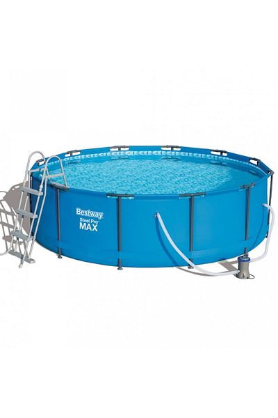 BESTWAY AIX metal frame swimming pool, round, with water filter pump and ladder, with resistant metal frame