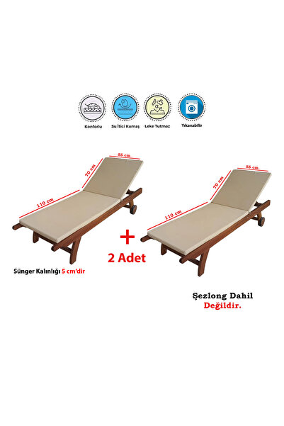 ALDA Spor Tekstil Yıkanabilir Akrilik Kumaş Şezlong Minderi 55x180x5 Cm - 2 ADET