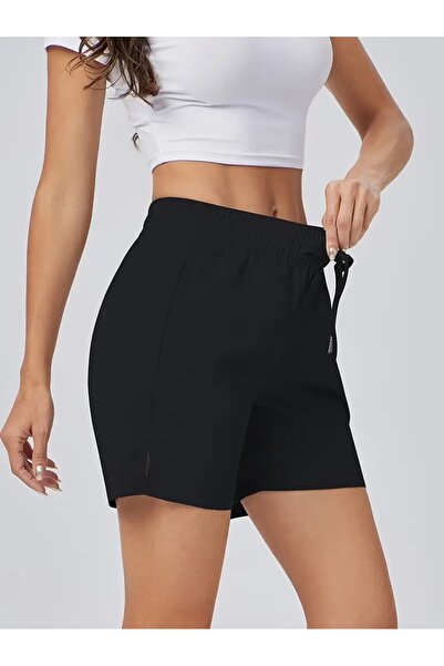 yx yustex sport شورت نسائي أسود ليكرا مرن ماص للعرق مريح للارتداء في الفصول ا...