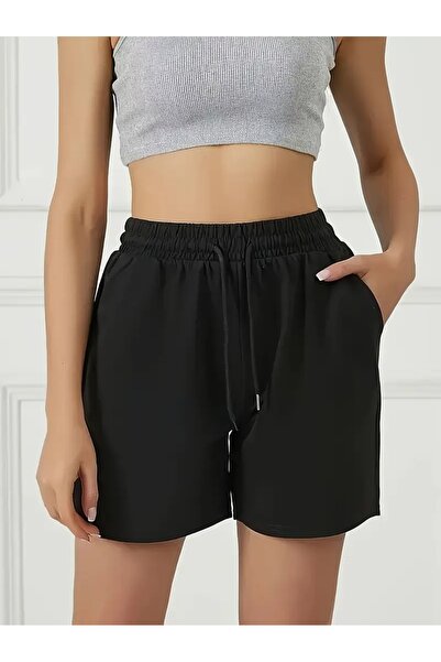 yx yustex sport شورت نسائي أسود ليكرا مرن ماص للعرق مريح للارتداء في الفصول ا...