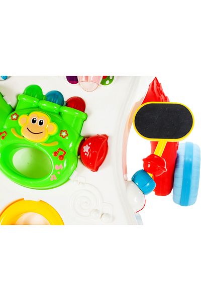 ideal STORE Antepremergator 3 in 1 IdealStore Monkey First Step, cu sunete si melodii, jucarii detasabile trompe