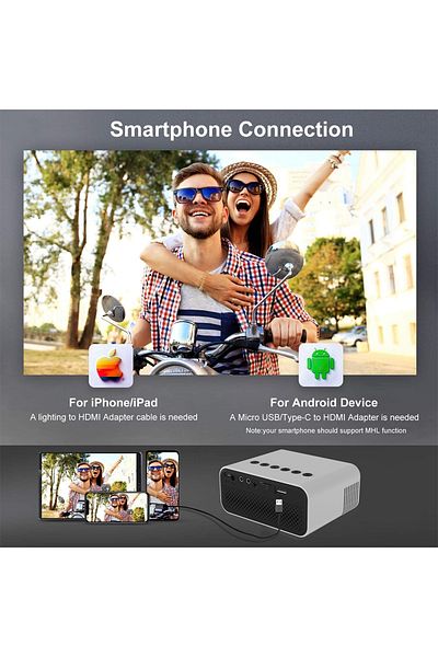 FlashHawk Multifunction Mini LED Projector with Remote Control YT500 Grey