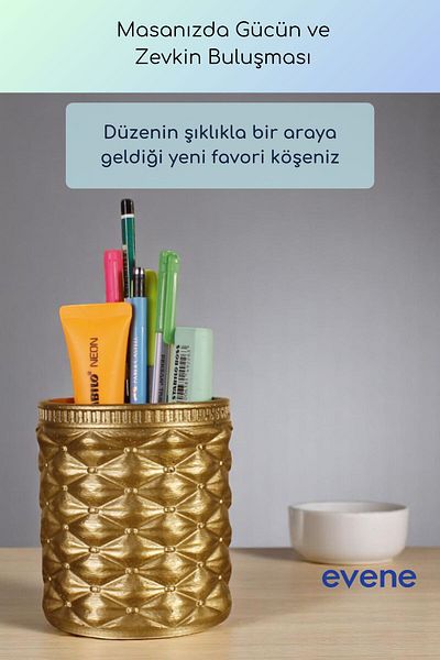 Evene Suport pentru stilou Suport pentru stilou de birou Organizator Suport pentru stilou Culoare aurie Model 85