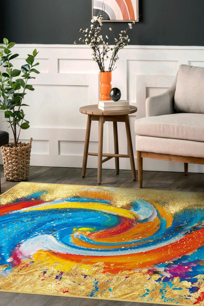 Aybek Rug Kesme Mutfak Halısı Desenli Dijital Baskı Yıkanabilir Kaymaz Taban İnce Salon Çocuk Halısı