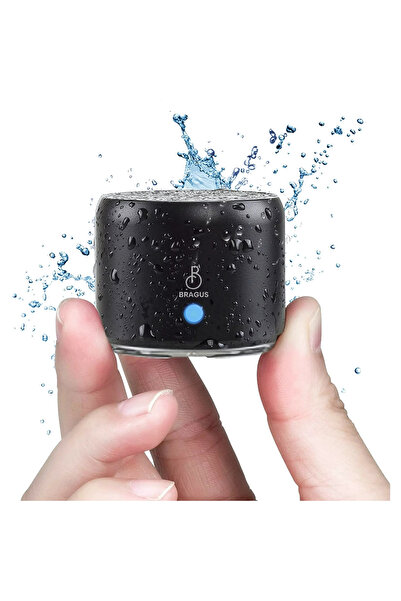 BRAGUS Mini boxa portabila, Bluetooth 5.0, IPX7, husa inclusa, baterie 700 mAh, autonomie 17 ore, Negru