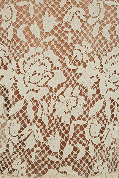 GİZİA Üstü Dantelli Kısa Kollu Kemik Elbise