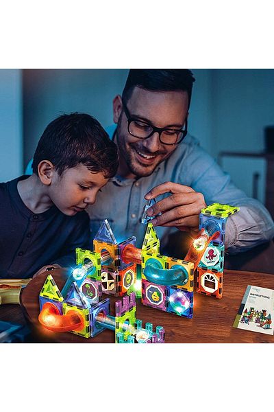 ideal STORE Smart Magnetic Construction Set with Light idealStore Strong Magnets, Includes 75 Elements Mult