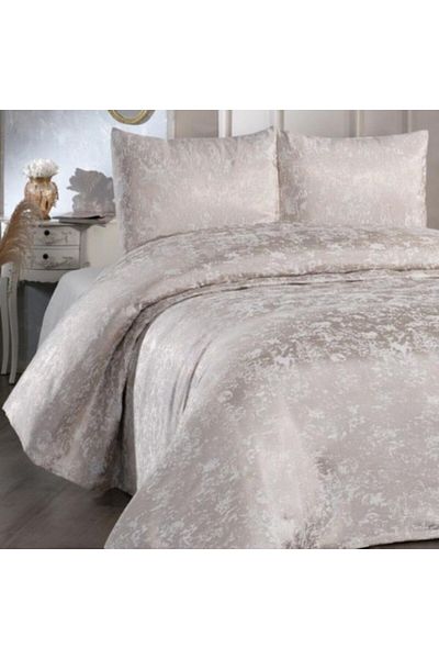 DOWRY Cuvertura jacquard tip chenille 230x240 cm + 2 fete de perna, Slayka Cappuccino