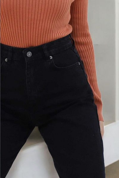 Livik Emily Young Girl Black High Waist Lycra Comfortable Wide Leg Jeans