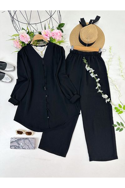 YEDİLALE Funda Buttoned Aerobin Women's Sleeveless Double Set