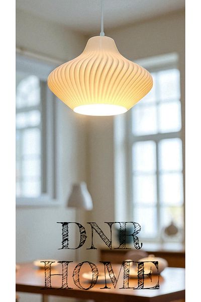 Dropcek eticaret Modern Pendant Lamp White Chandelier for Dining Table, Kitchen and Living Room with Spiral Design