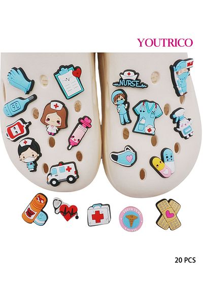 Youtrico 20pcs Medical-themed Jibbitz Charms For Crocs - Slipper Ornament