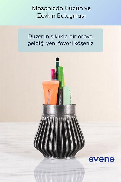 Evene Suport pentru stilou Suport pentru stilou de birou Organizator Suport pentru stilou Argintiu Culoare antică Model 83