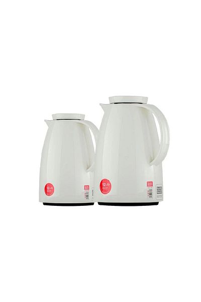 BASURRAH White Glossy Tea Thermos Set, 2 Pieces, 0.5-1 Liter