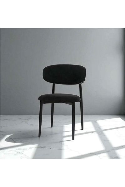 rexa Modern Curved-Back Wooden Chair – Beige Fabric Seat with Dark Wood Base, 80 cm Height