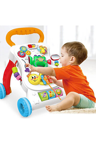 ideal STORE Στράτα μωρού IdealStore Monkey First Step 3 σε 1, με ήχους και μελωδίες, αφαιρούμενα παιχνίδια τρομπέτας