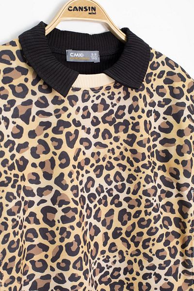 Cansın Mini Κρεμ Leopard Patterned Sweater Badi Girl's Pants 3 τεμαχίων 20665